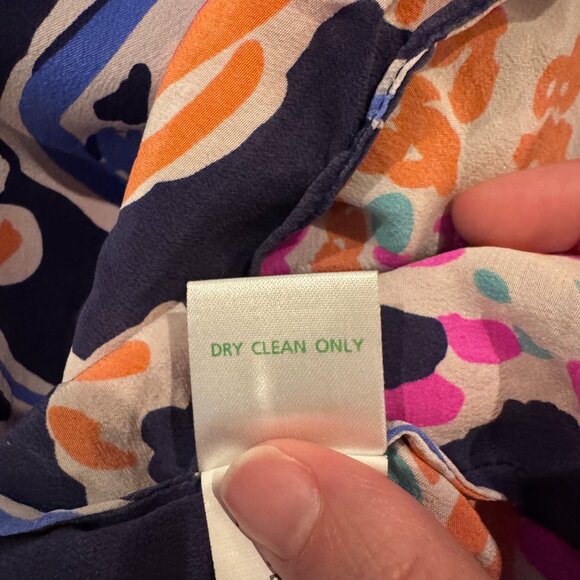 Lilly Pulitzer Silk Floral Blouse Women’s Small Navy Pink Orange Long Sleeve Top - Picture 7 of 7